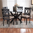Baxton Studio Rita Modern Sand Dark Brown Finished Wood 5-Piece Dining Set