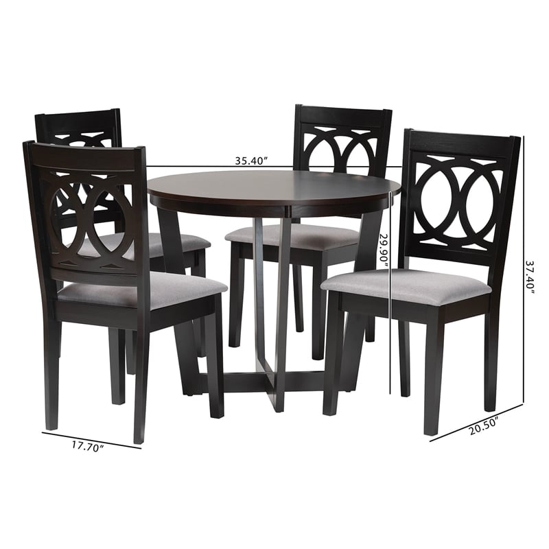 Baxton Studio Kara Modern Grey and Dark Brown Finished Wood 5-Piece Dining Set