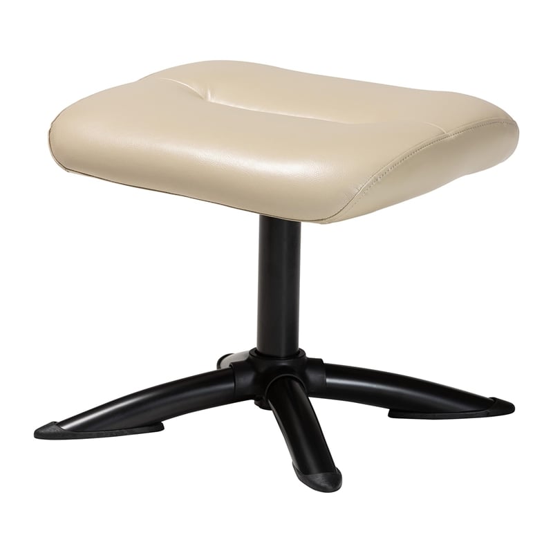 Baxton Studio Elwood Beige Faux Leather 2-Piece Lounge Chair and Footrest Set