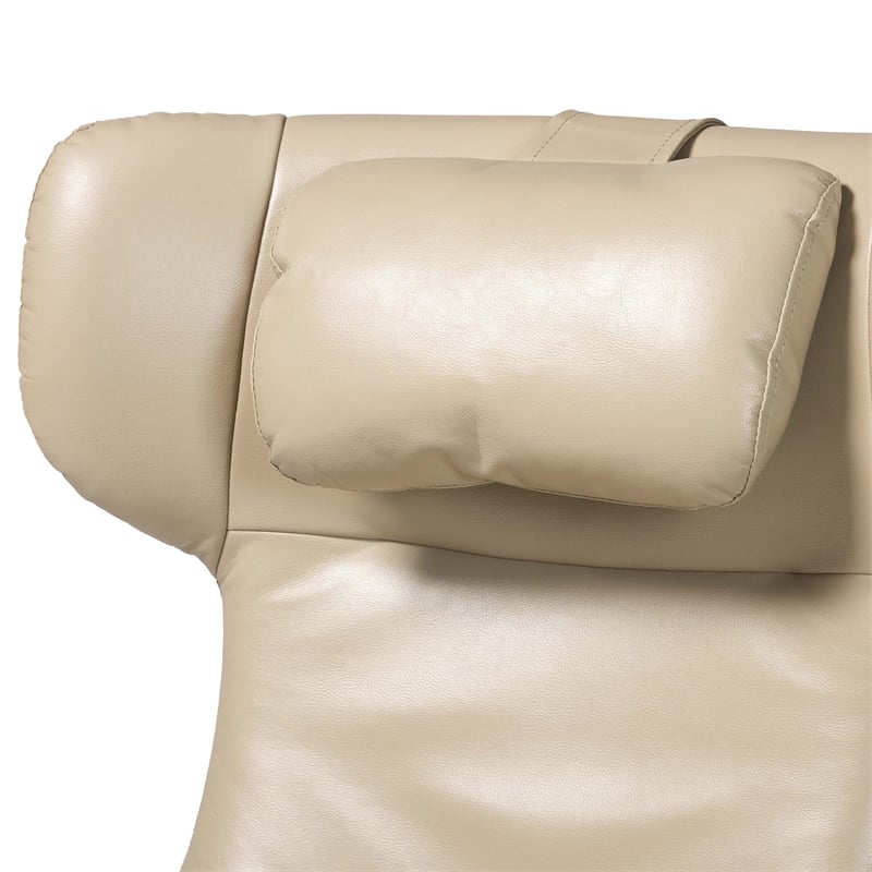 Baxton Studio Elwood Beige Faux Leather 2-Piece Lounge Chair and Footrest Set