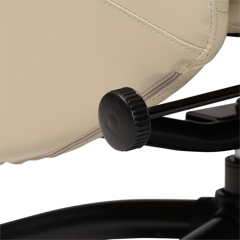 Baxton Studio Elwood Beige Faux Leather 2-Piece Lounge Chair and Footrest Set