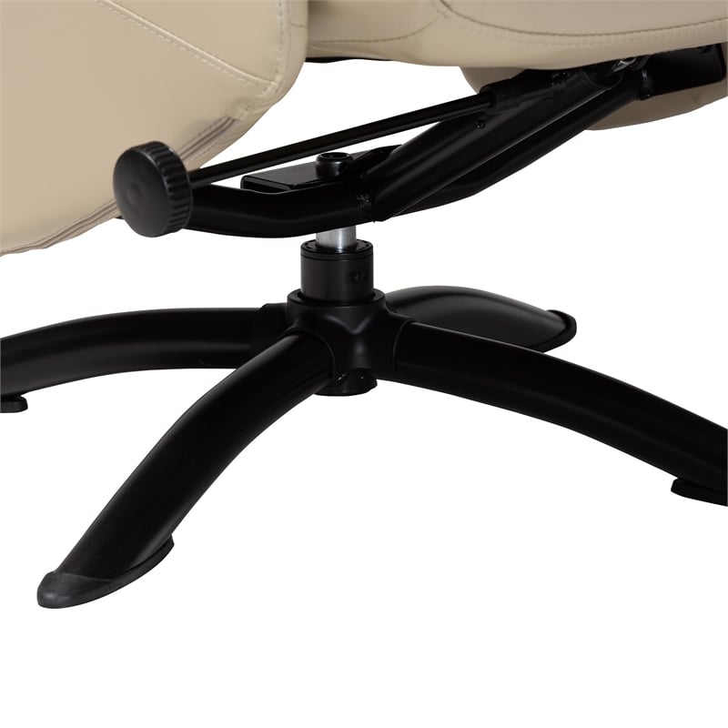 Baxton Studio Elwood Beige Faux Leather 2-Piece Lounge Chair and Footrest Set