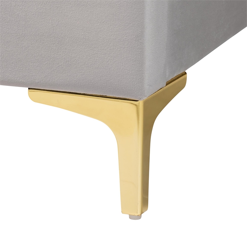 Baxton Studio Acosta Light Gray Velvet Headboard Queen Size Platform Bed