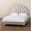 Baxton Studio Acosta Light Gray Velvet Headboard Queen Size Platform Bed