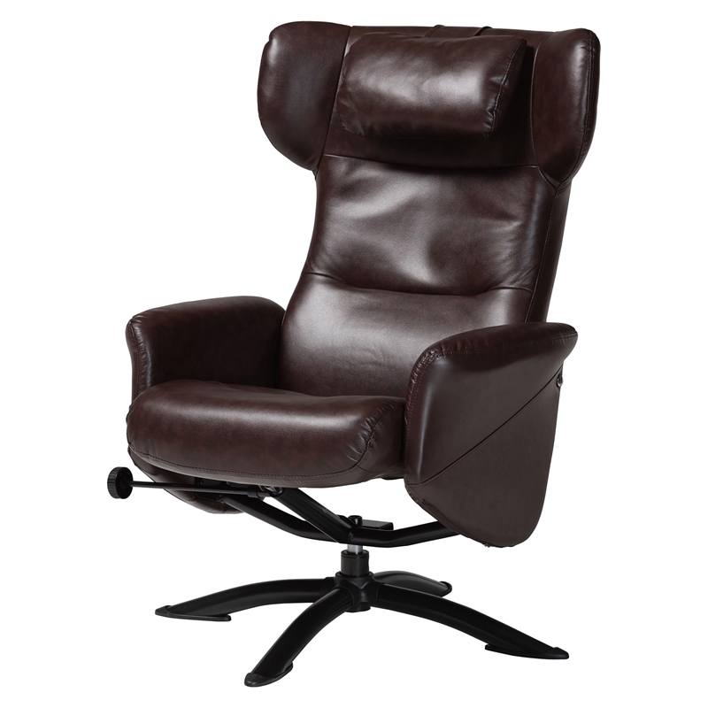 Baxton Studio Elwood Brown Faux Leather 2-Piece Lounge Chair and Footrest Set