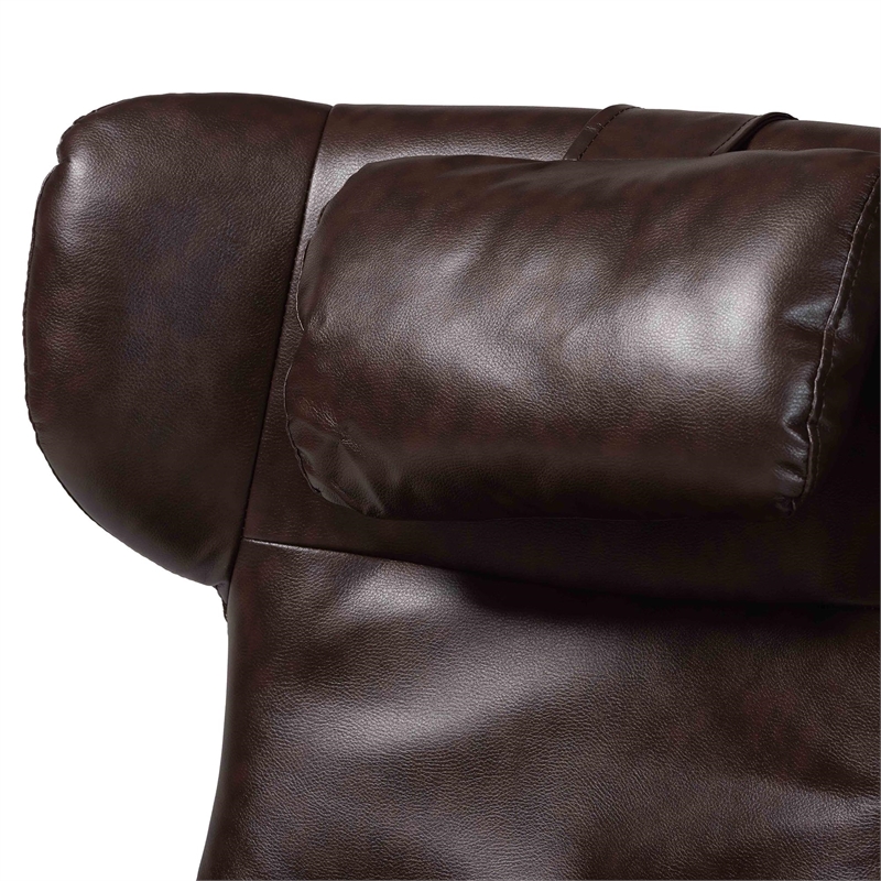 Baxton Studio Elwood Brown Faux Leather 2-Piece Lounge Chair and Footrest Set