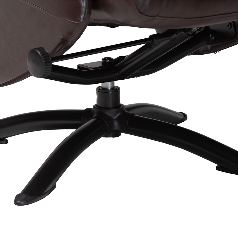 Baxton Studio Elwood Brown Faux Leather 2-Piece Lounge Chair and Footrest Set