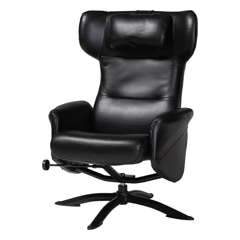 Baxton Studio Elwood Black Faux Leather 2-Piece Lounge Chair and Footrest Set