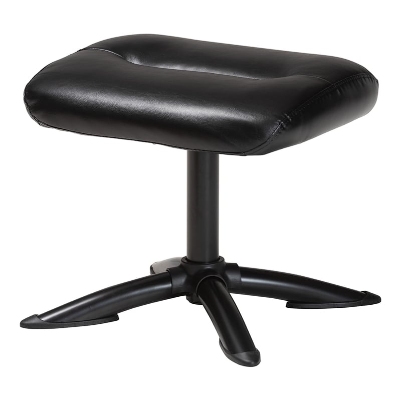 Baxton Studio Elwood Black Faux Leather 2-Piece Lounge Chair and Footrest Set