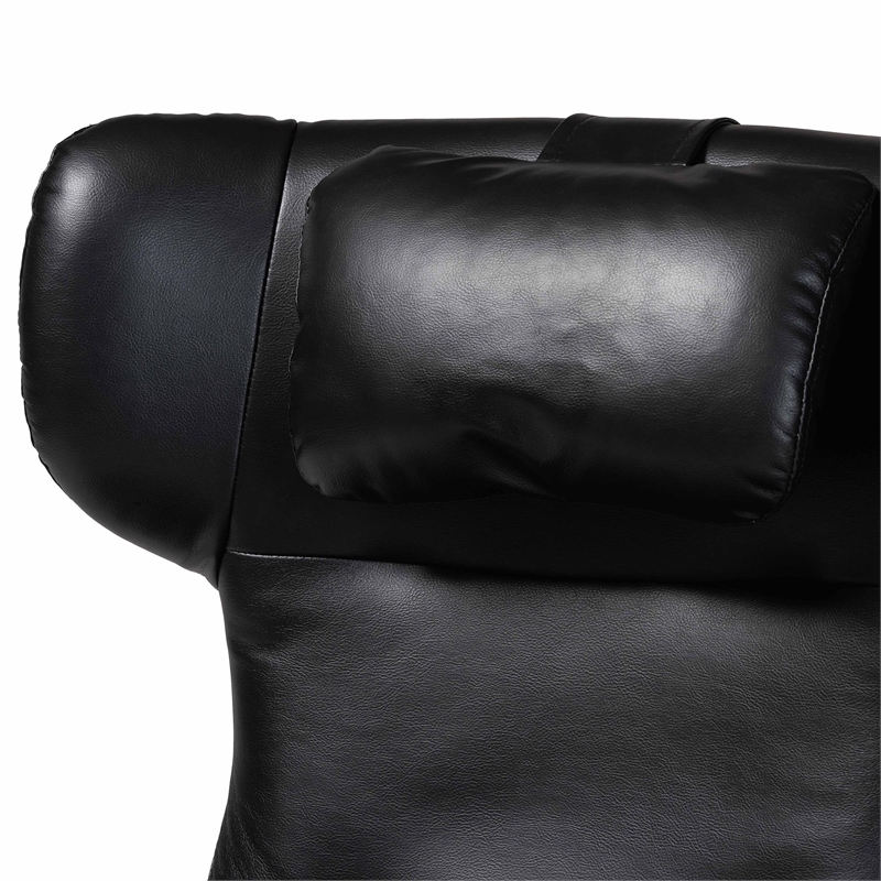 Baxton Studio Elwood Black Faux Leather 2-Piece Lounge Chair and Footrest Set