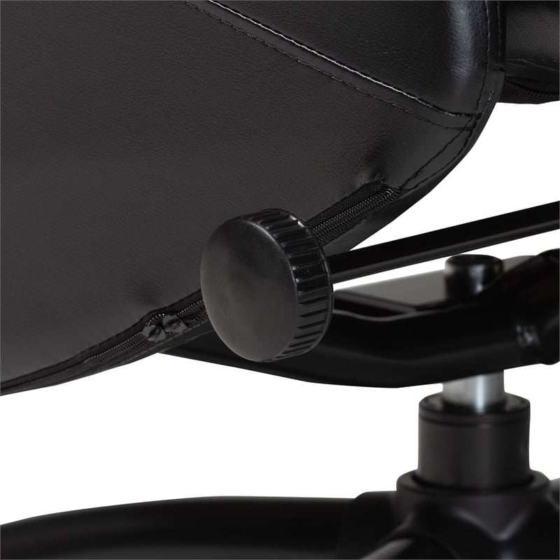 Baxton Studio Elwood Black Faux Leather 2-Piece Lounge Chair and Footrest Set