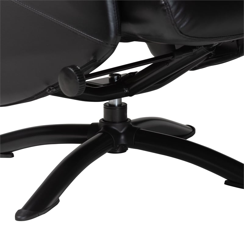 Baxton Studio Elwood Black Faux Leather 2-Piece Lounge Chair and Footrest Set