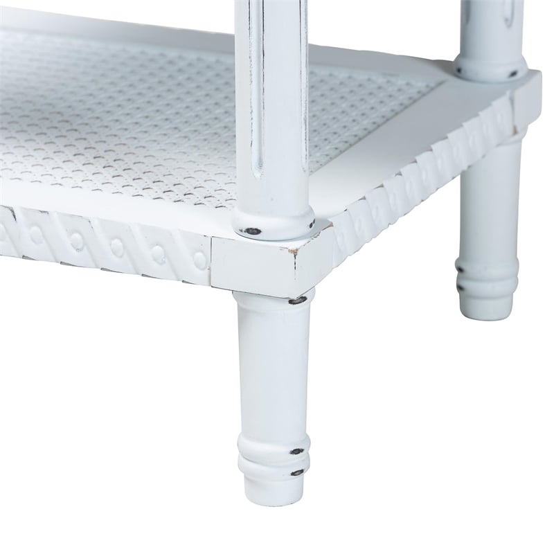 Baxton Studio Legrand Two-Tone White and Natural Brown 1-Drawer End Table