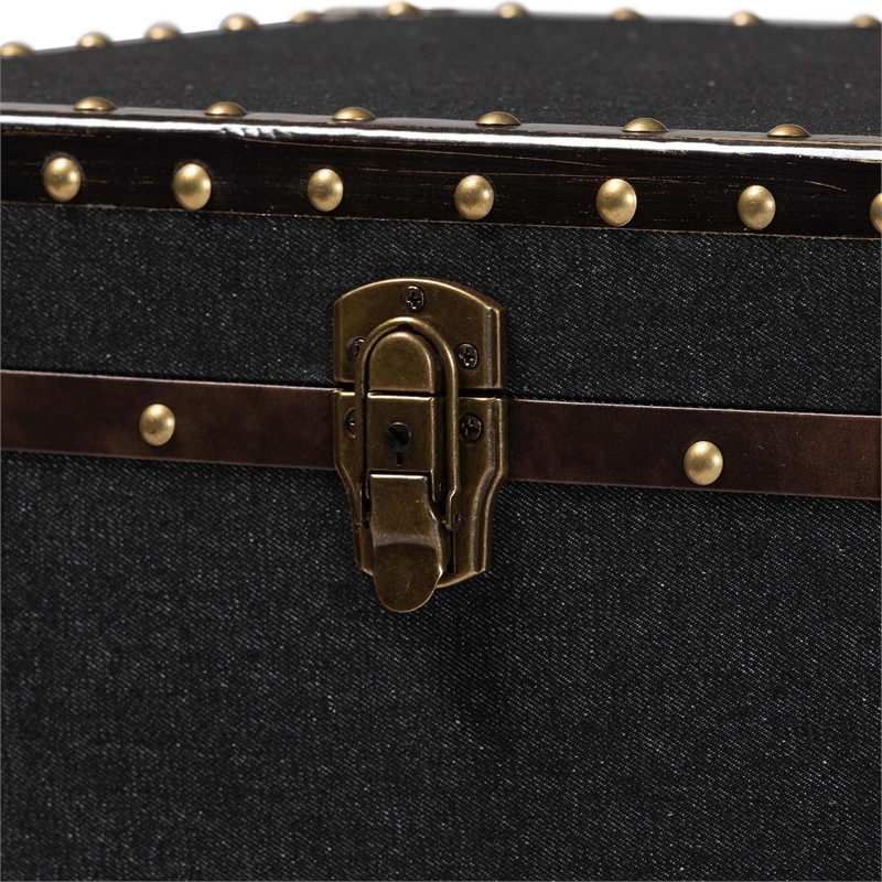 Baxton Studio Laura Vintage Black Canvas Lift-Top Trunk End Table