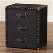 Baxton Studio Mallison Vintage Black Canvas 3-Drawer End Table