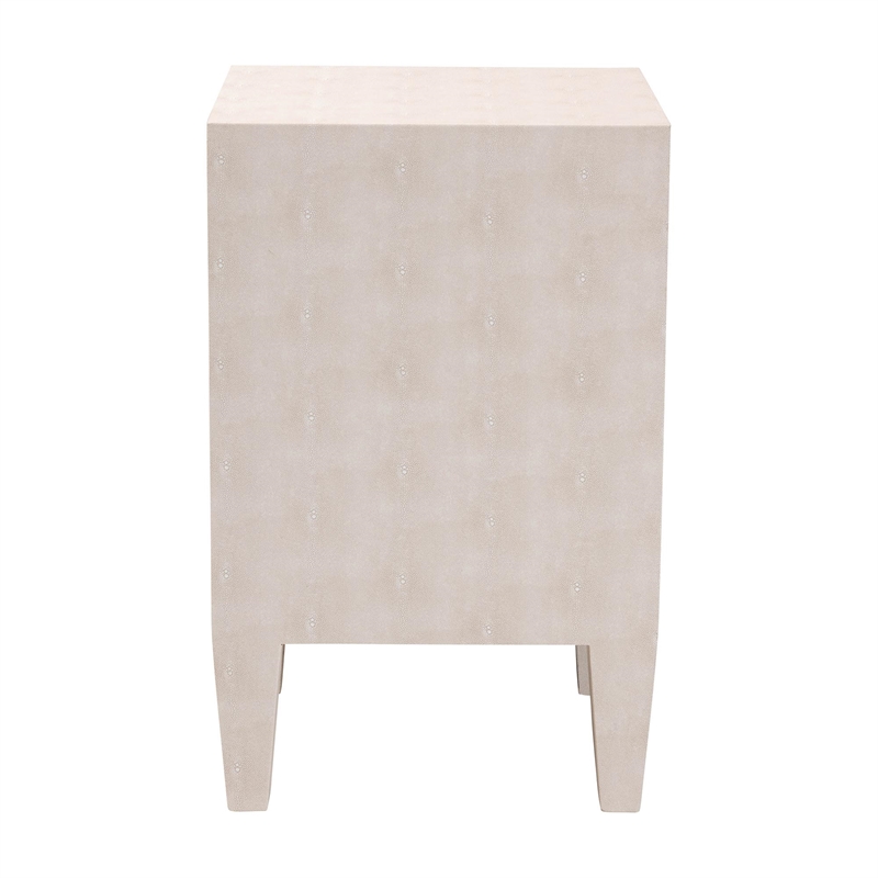 Baxton Studio Leyna Modern Beige Faux Shagreen 3-Drawer End Table