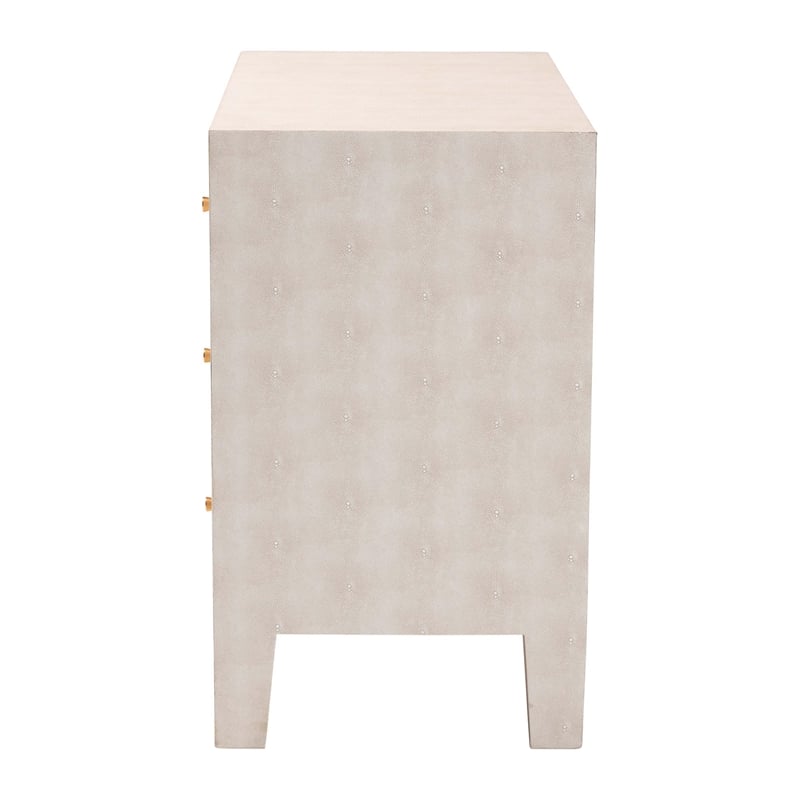 Baxton Studio Leyna Modern Beige Faux Shagreen 3-Drawer Storage Cabinet