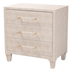 Baxton Studio Nira Modern Beige Faux Shagreen 3-Drawer Storage Cabinet