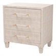 Baxton Studio Nira Modern Beige Faux Shagreen 3-Drawer Storage Cabinet