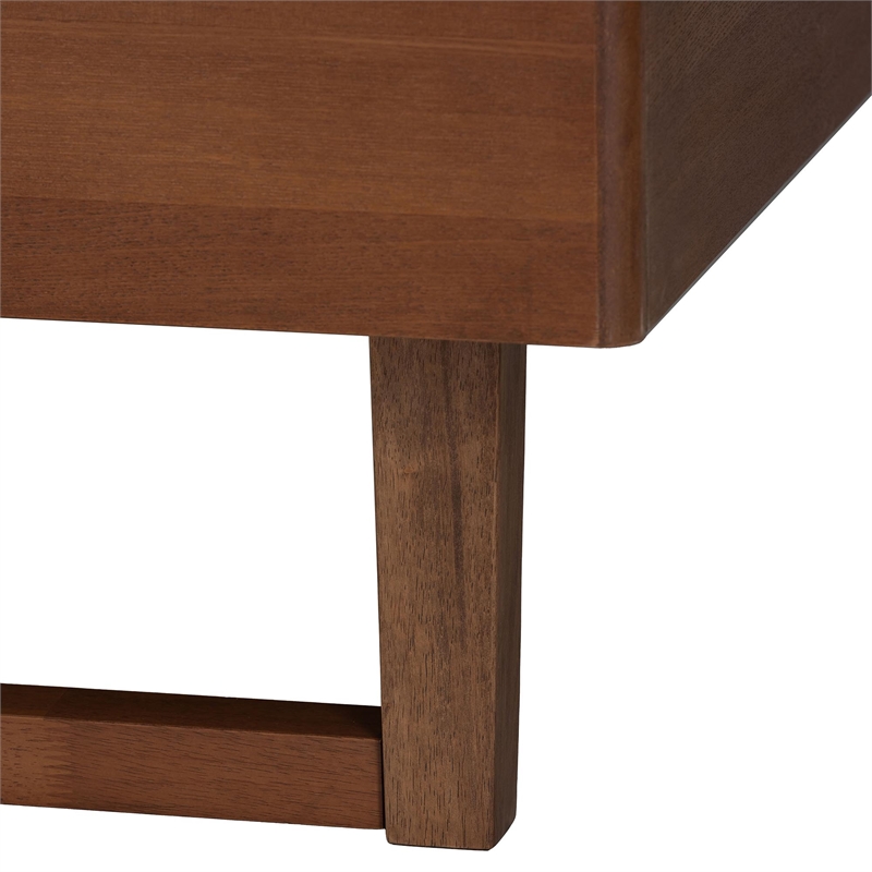 Baxton Studio Orlando Grey Fabric and Walnut Brown Wood Queen Size Platform Bed