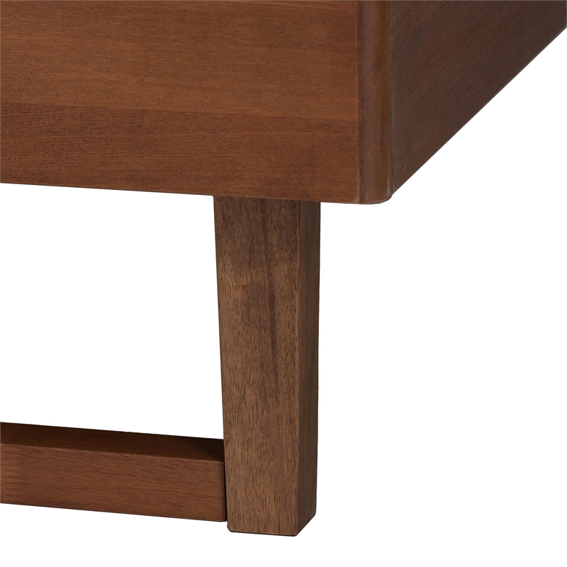 Baxton Studio Donnica Brown Wood Queen Size Platform Bed with Woven Rattan