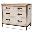 Baxton Studio Benton Vintage White Canvas 4-Drawer Storage Cabinet