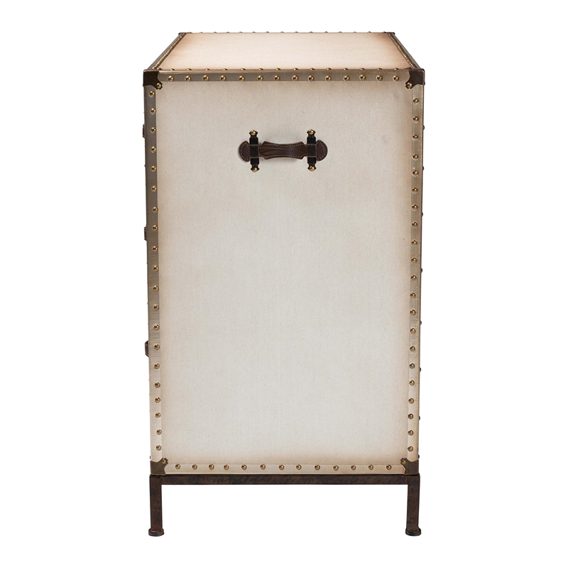 Baxton Studio Benton Vintage White Canvas 4-Drawer Storage Cabinet