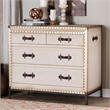 Baxton Studio Benton Vintage White Canvas 4-Drawer Storage Cabinet