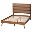Baxton Studio Fuller Brown Wood King Size Platform Bed with Woven Rattan