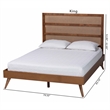 Baxton Studio Fuller Brown Wood King Size Platform Bed with Woven Rattan
