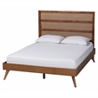 Baxton Studio Fuller Brown Wood King Size Platform Bed with Woven Rattan