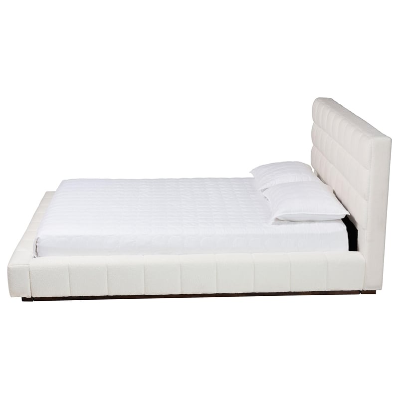 Baxton Studio Braylin Glam and Luxe Teddy-Bear Fabric Queen Size Platform Bed