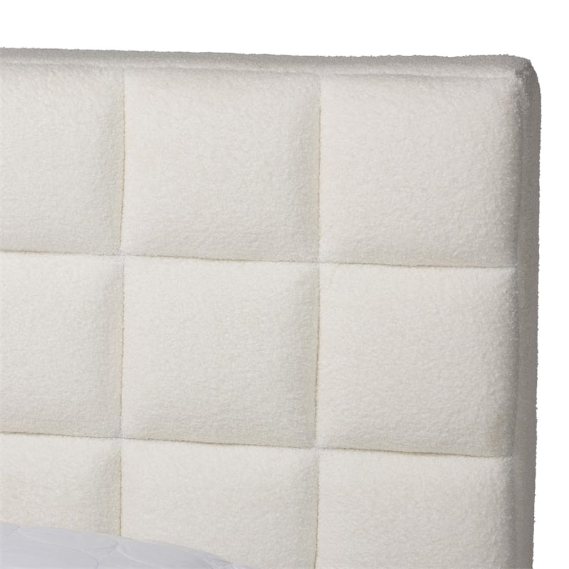 Baxton Studio Braylin Glam and Luxe Teddy-Bear Fabric Queen Size Platform Bed