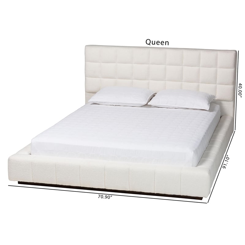 Baxton Studio Braylin Glam and Luxe Teddy-Bear Fabric Queen Size Platform Bed
