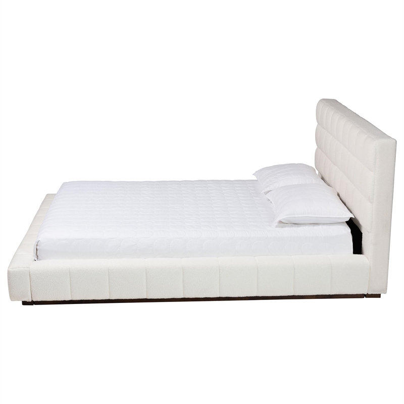 Baxton Studio Braylin Glam and Luxe Teddy-Bear Fabric King Size Platform Bed