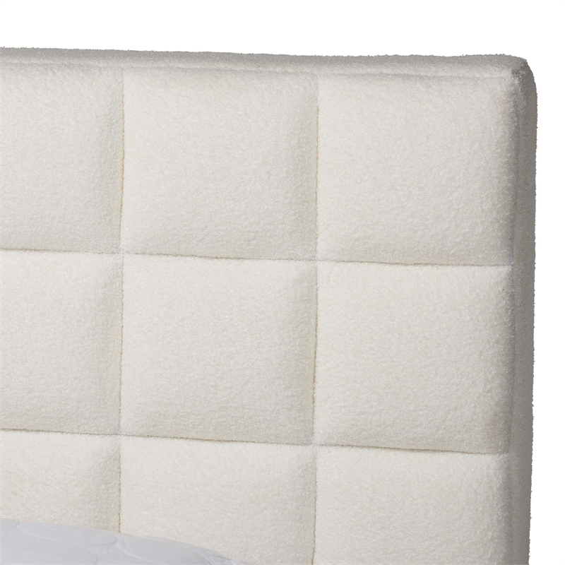 Baxton Studio Braylin Glam and Luxe Teddy-Bear Fabric King Size Platform Bed