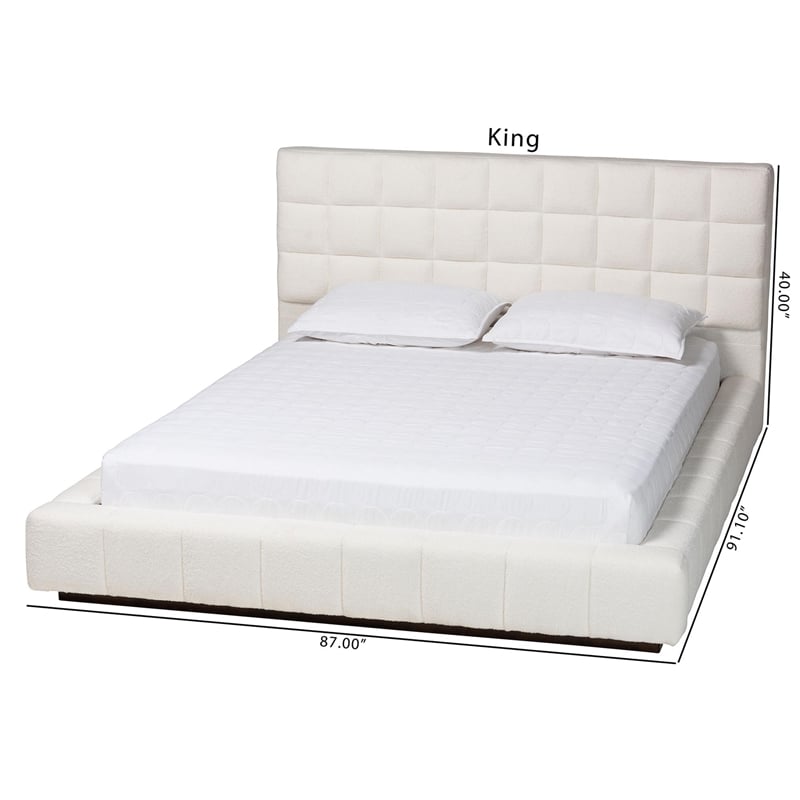 Baxton Studio Braylin Glam and Luxe Teddy-Bear Fabric King Size Platform Bed