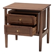 Baxton Studio Alyssa Brown Wood 2-Drawer Nightstand Woven with Rattan