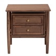 Baxton Studio Alyssa Brown Wood 2-Drawer Nightstand Woven with Rattan