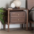 Baxton Studio Alyssa Brown Wood 2-Drawer Nightstand Woven with Rattan