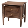 Baxton Studio Alyssa Brown Wood 2-Drawer Nightstand Woven with Rattan