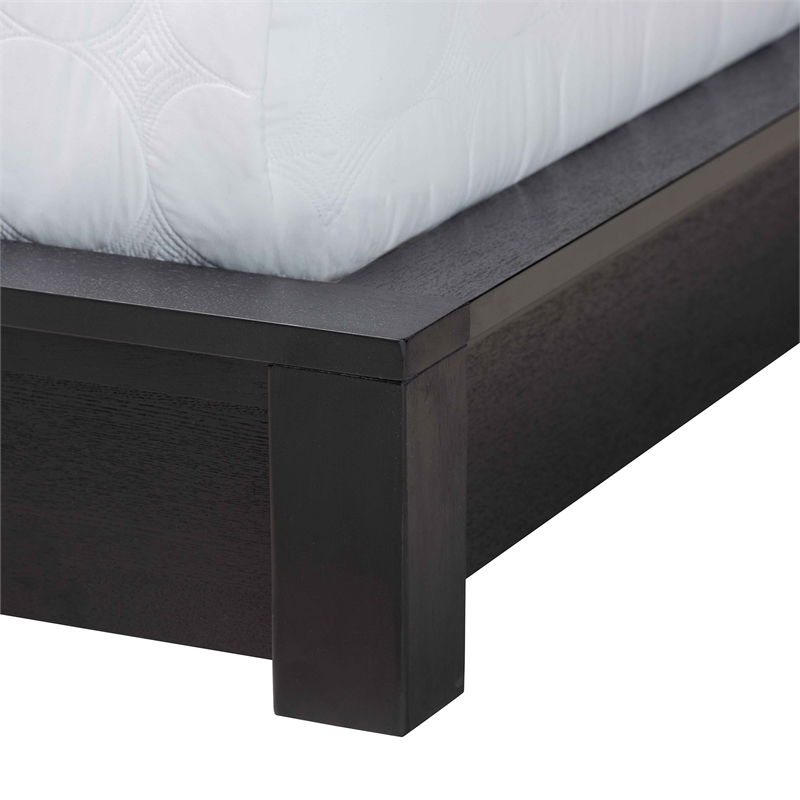 Baxton Studio Elina Black Wood Queen Size Platform Bed with Built-In Shelves