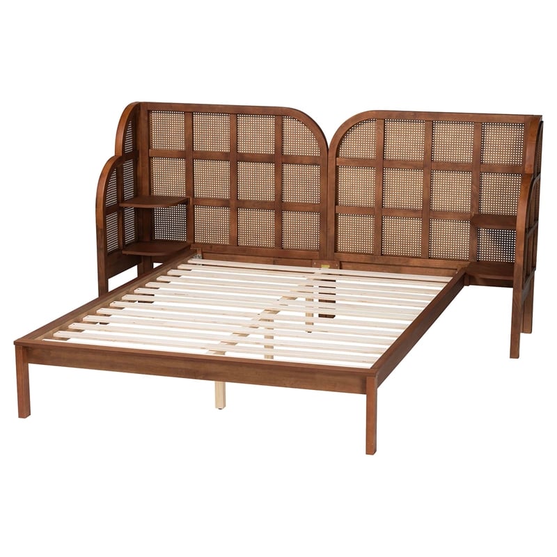 Baxton Studio Cascadia Brown Wood Queen Size Wingback Platform Bed