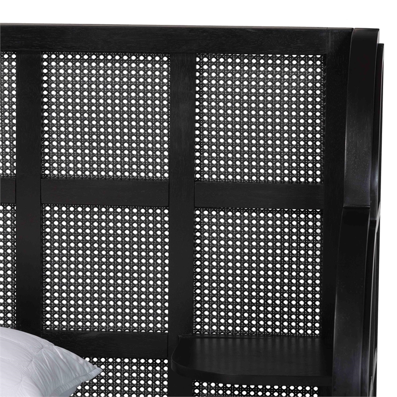 Baxton Studio Cascadia Black Wood Queen Size Wingback Platform Bed