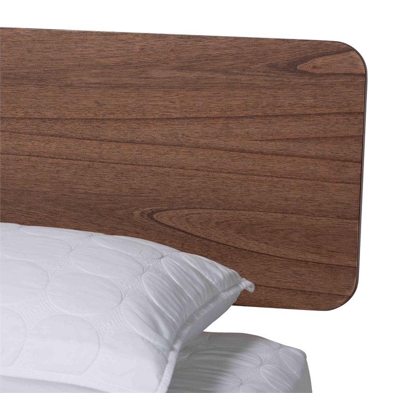 Baxton Studio Alyssa Japandi Walnut Brown Wood Queen Size Platform Bed