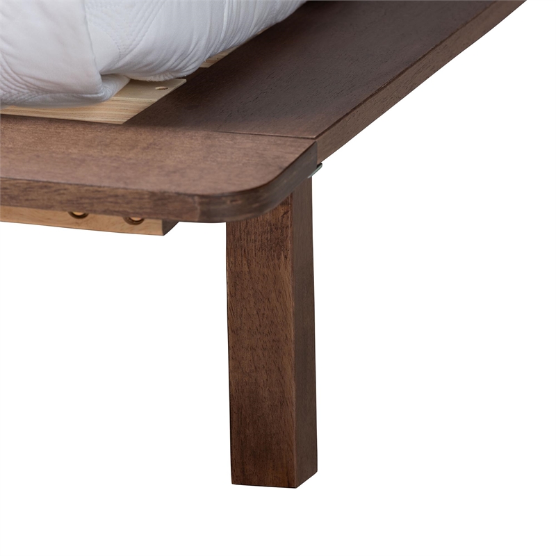 Baxton Studio Alyssa Japandi Walnut Brown Wood Queen Size Platform Bed