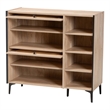 Baxton Studio Malcolm Modern Oak Brown Wood Shoe Cabinet with Flipper Doors
