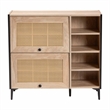 Baxton Studio Malcolm Modern Oak Brown Wood Shoe Cabinet with Flipper Doors