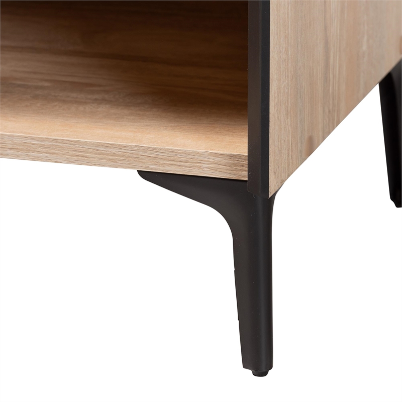 Baxton Studio Malcolm Modern Oak Brown Wood Shoe Cabinet with Flipper Doors