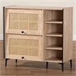 Baxton Studio Malcolm Modern Oak Brown Wood Shoe Cabinet with Flipper Doors